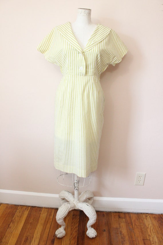 1940s Swiss Yard cotton dress | 1940s yellow dott… - image 2