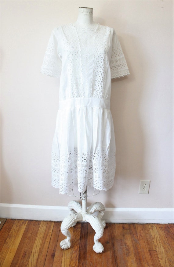 Honeycomb sheer tea dress | vintage 1920s white e… - image 2