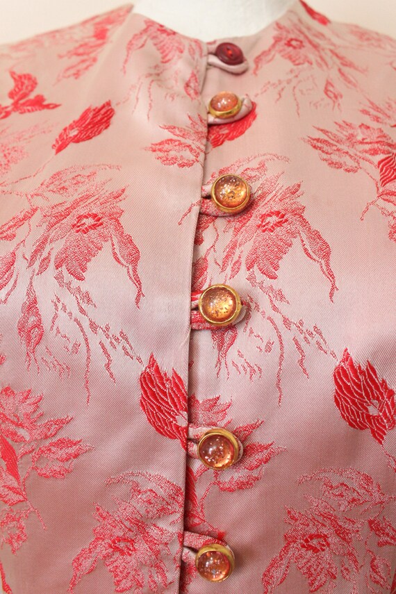 Loungees hostess dress | 1960s romantic red orien… - image 5