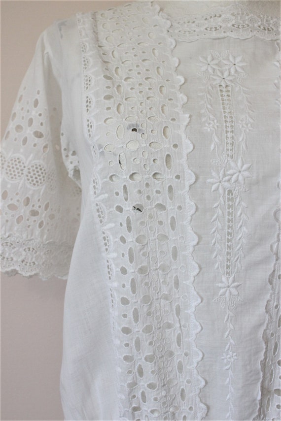 Honeycomb sheer tea dress | vintage 1920s white e… - image 5