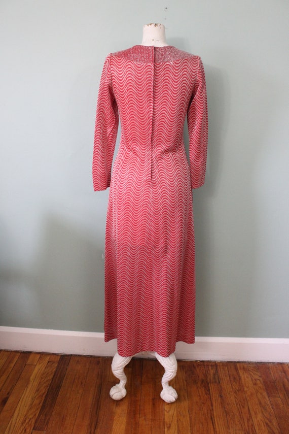 1960s Red & Silver Lurex Maxi Dress / vintage 196… - image 7