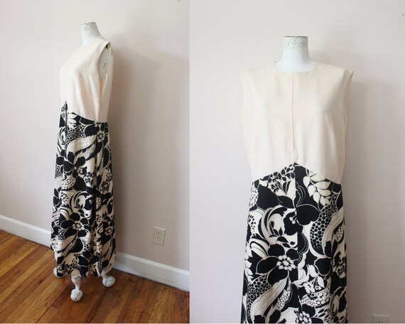 1960s Bossa Nova trapeze maxi dress | 60s sheer nu
