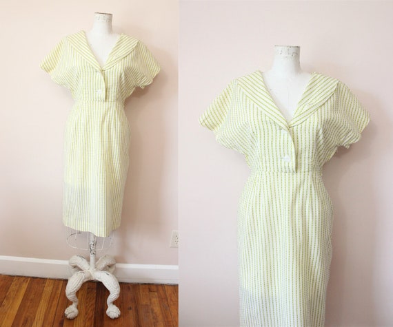 1940s Swiss Yard cotton dress | 1940s yellow dotte