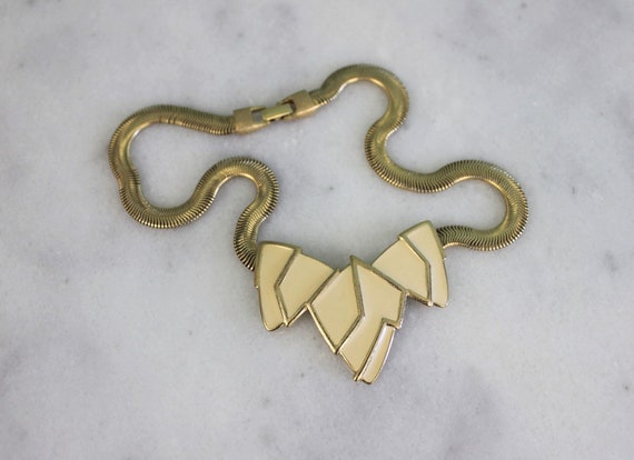 Modernist enamel statement necklace | 80s Trifari… - image 3