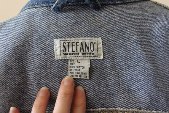 1980s Stefano World Wide boxy cropped denim jacke… - image 9