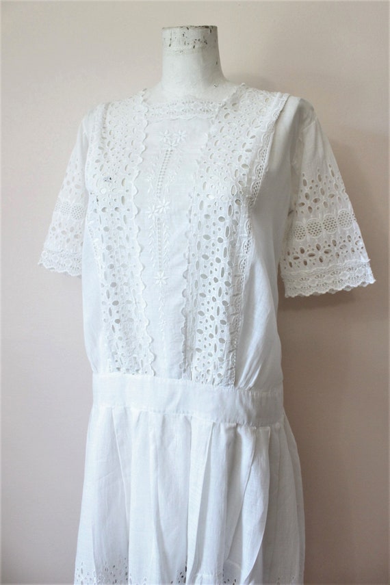 Honeycomb sheer tea dress | vintage 1920s white e… - image 3
