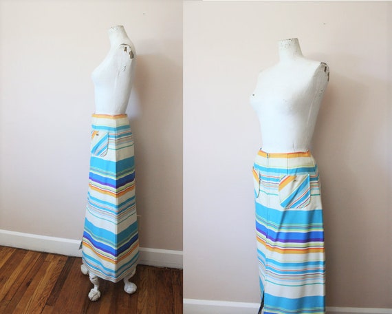 Sunset Stripe rainbow maxi skirt | vintage 1960s … - image 1