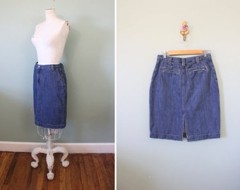 SALE | Gap Workers jean skirt | 1990s mid wash blue cotton denim high waist skirt | 29 waist