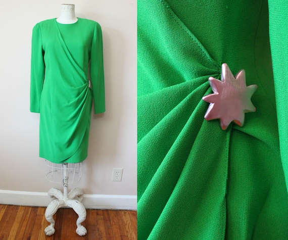 ALBERT NIPON Boutique kelly green dress | 1990s s… - image 1