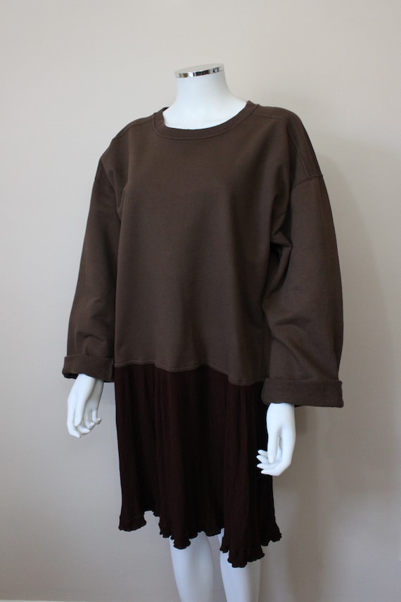 Coffee oversize sweatshirt mini dress | 1980s bro… - image 3