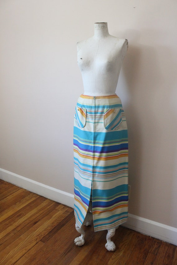 Sunset Stripe rainbow maxi skirt | vintage 1960s … - image 2