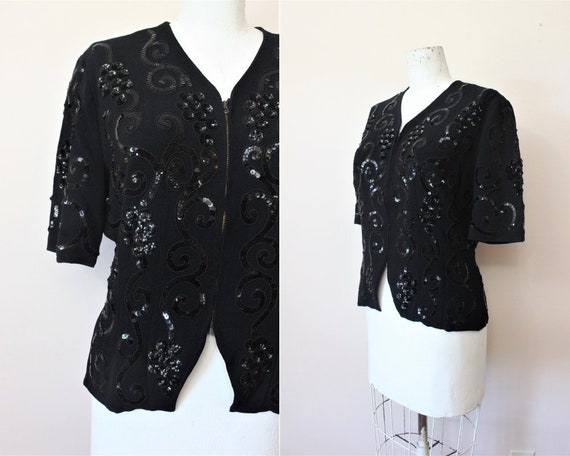 1940s Primo Vino black rayon crepe vines & grapes