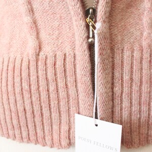 Dusty Pink wool vest 1990s light pink cable knit wool zippered vest medium large image 3