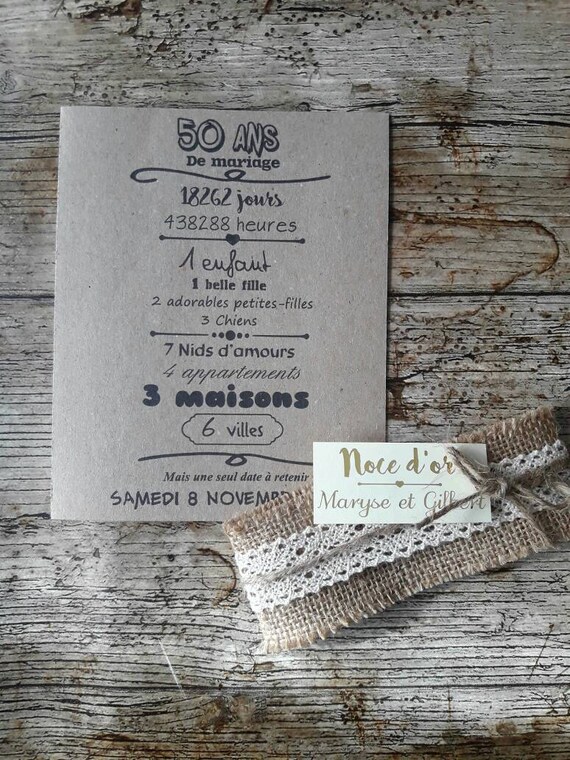Faire Part 50 Ans De Mariage Etsy
