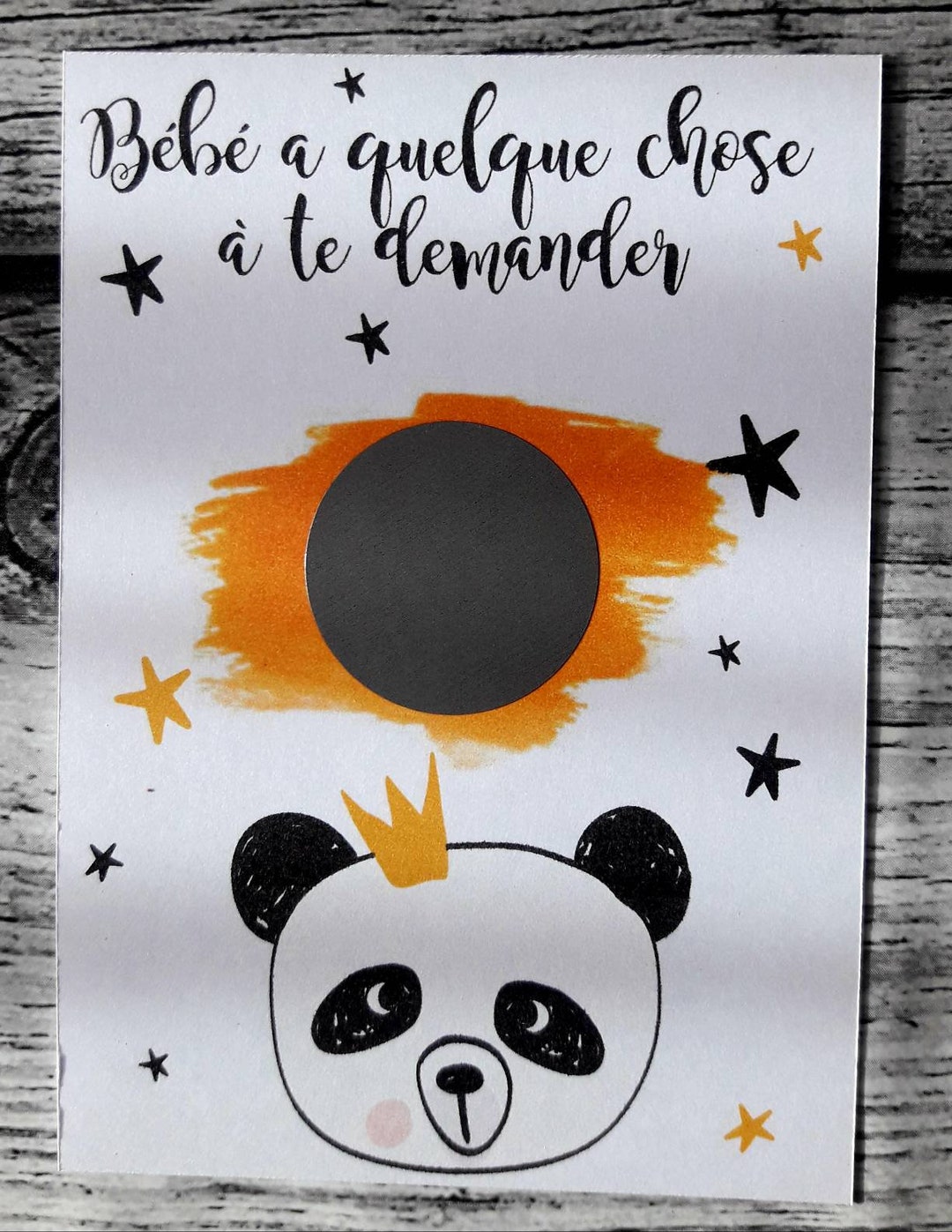 3€ Jolie carte à gratter demande parrain marraine panda rose ou bleu