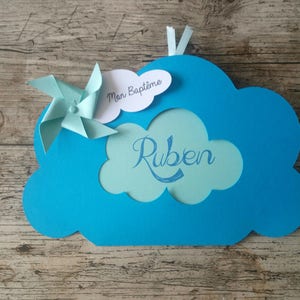 cloud customizable baptism invitation