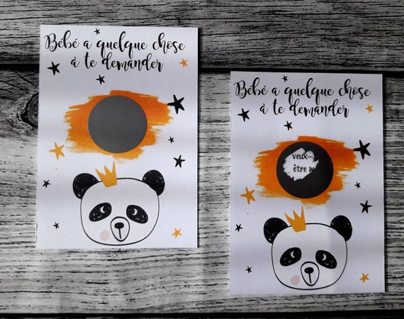Carte à gratter Panda Rose- Demande Marraine