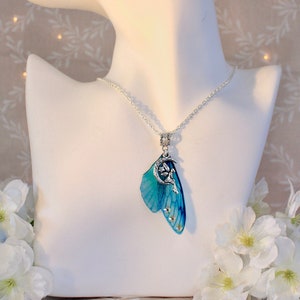 necklace/pendant &quot;blue fairy wings&quot; fairy, fantastic, elven,
