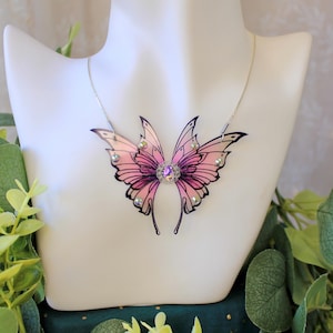 Collier Ras De Cou Fantaisie Papillons Transparents Avec Perles Marron Et Doré - Neuf