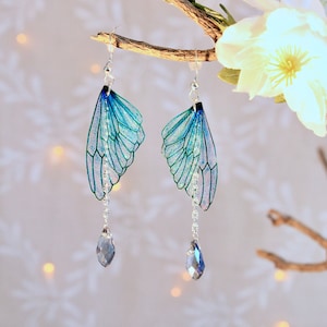 Earrings "blue butterfly fairy wings" magical, fantastic, fantasy, elven