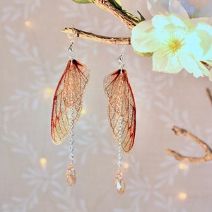 Fairy, fantastic, elven, fantasy "golden fairy wings" earrings