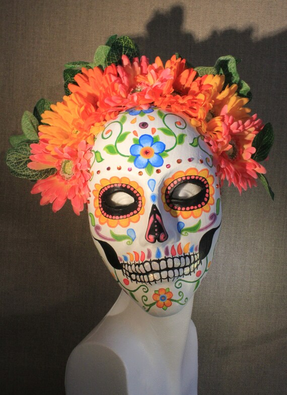 Masque Crane Mexicain Calavera Tete De Mort Jour Etsy