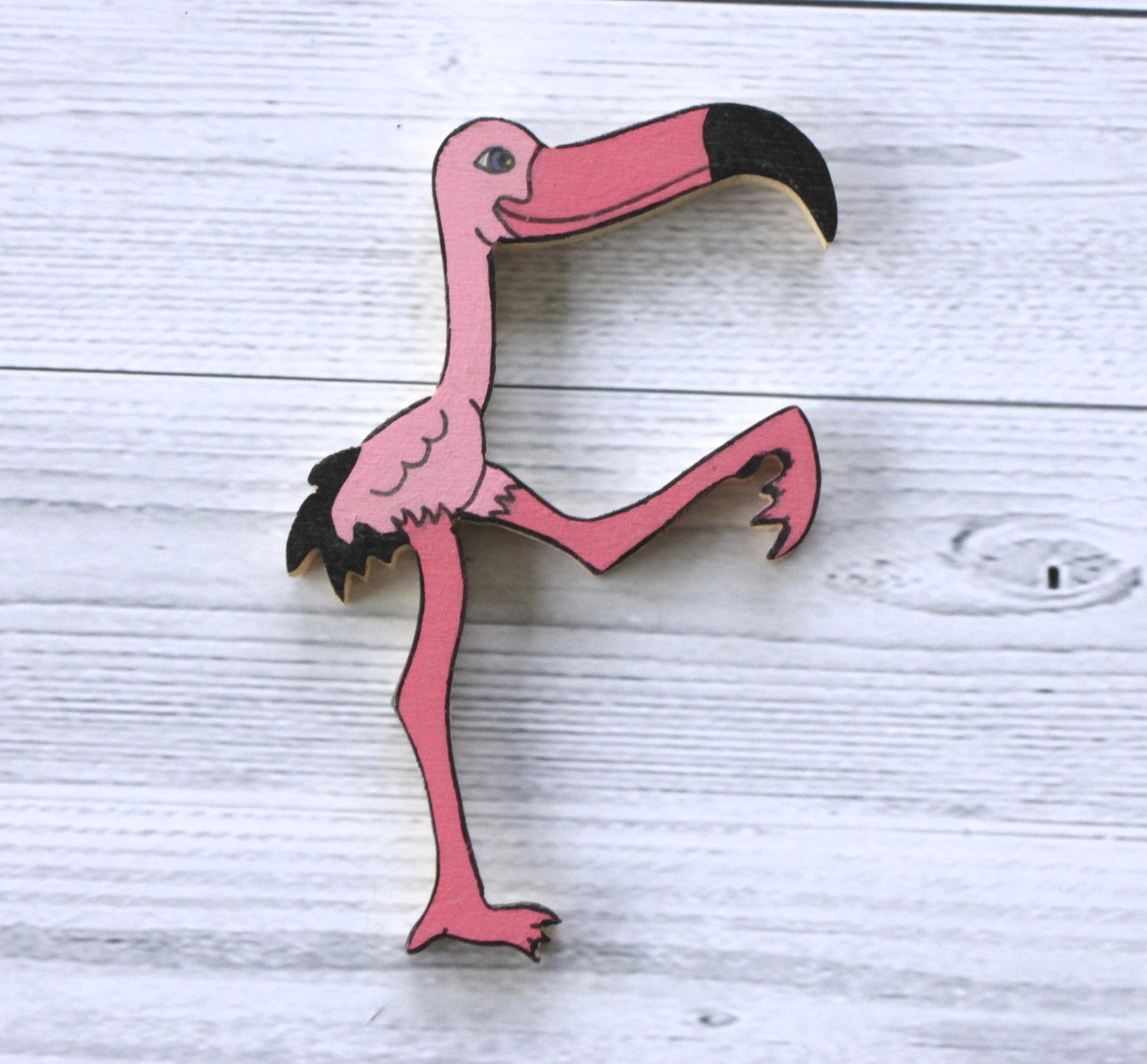 Lettre Décorative en Bois Forme d'animal Pour Écrire Prénom. Flamand Rose