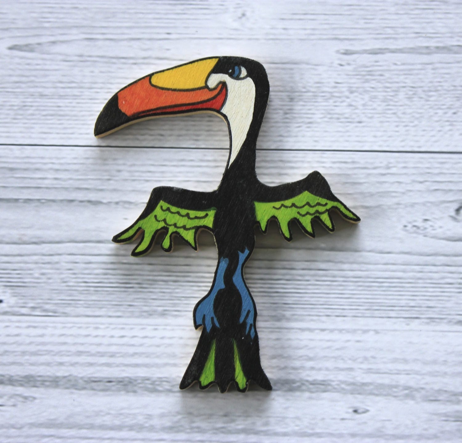 Chiffre Décoratif en Bois Forme d'animal Bois Multicolore Toucan