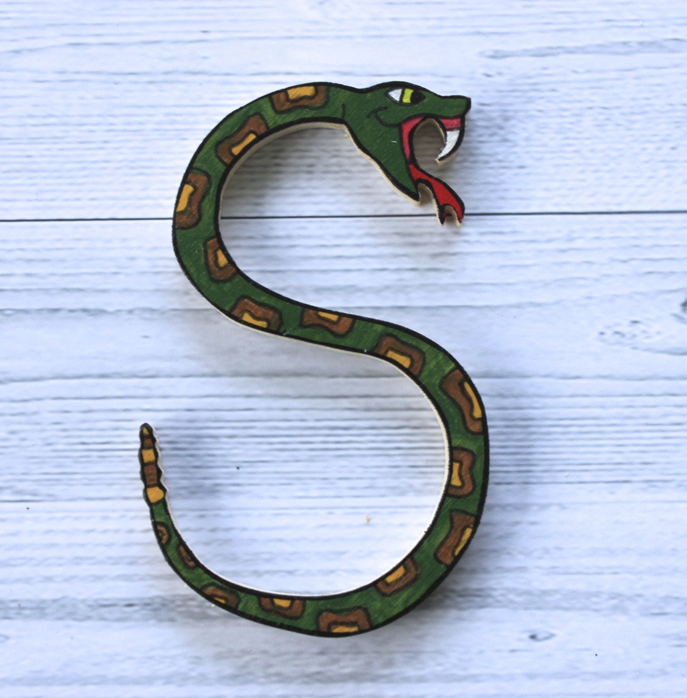 Lettre Décorative en Bois Forme d'animal Pour Écrire Prénom. | S Serpent