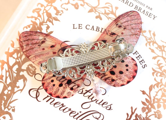 Hada Mariposa Rosa Cabello Arco Clip Brillante Cuero Cabello Hada Mariposa Rosa Cabello Arco Clip Brillante Cuero Cabello
