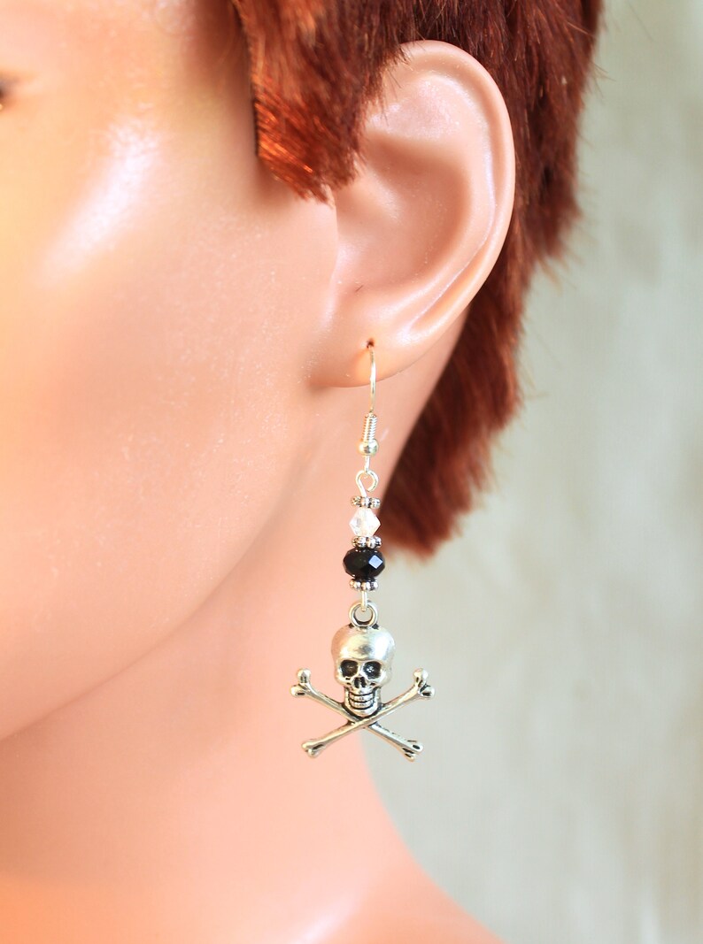rock pirate Earrings death head bone gothic fantasy
