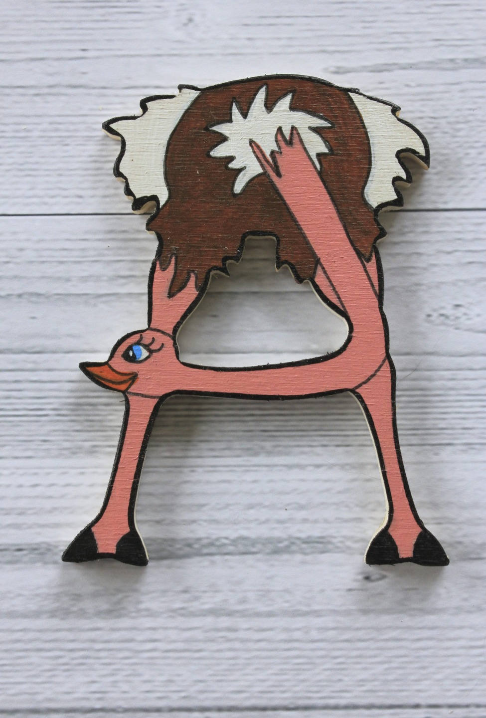 Lettre Décorative en Bois Forme d'animal Pour Écrire Prénom A Autruche Rose