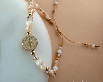 Pulsera protectora de San Benito, ajustable.  Hecha a mano