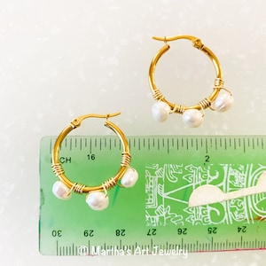 Arracadas con perlas / arracadas de acero inoxidable / Arracadas de acero inoxidable con perlas / arracadas oro con perlas