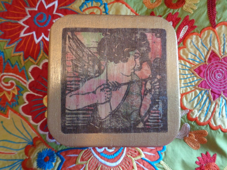 Angel of Love Inspirational Quote Wooden Jewelry Box