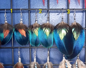 Extremely rare! Feather earrings - base: exceptional rare feathers. Natural feathers