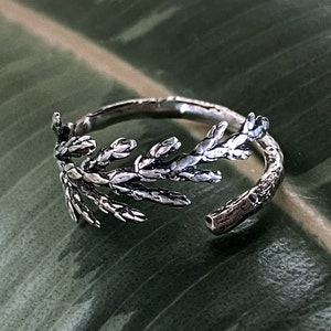 Juniper Cedar Branch Sterling Silver Ring | Nature Jewelry | Cottagecore Ring | Witchy Ring | Woodland Twig Ring