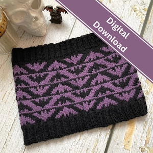 Wzór na komin nietoperza, Halloween Goth Gothic, szalik ocieplający szyję z kolorowymi motywami, alternatywny, Winging It, sportowy DK Aran Worsted