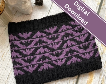 Bat Cowl Knitting Pattern Only, Halloween Goth Gothic, Stranded Colourwork Neck Warmer Scarf, Alternative, Winging It, Sport DK Aran Worsted