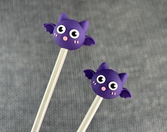Purple Bat Knitting Needle Stitch Savers, Stoppers, Huggers, End Caps, Point Protectors Stoppers. Accessories & Notions, Gifts for knitters