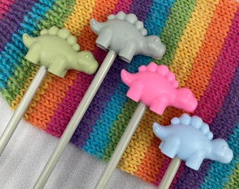 Dinosaur Knitting Needle Point Protectors Stoppers Knitting Accessories, Stegosaurus, Gifts for knitters