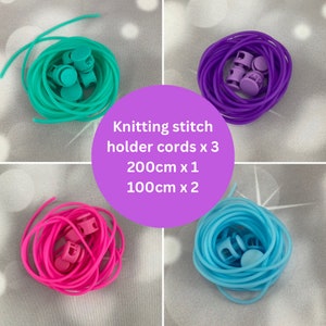3 Knitting Stitch Holder Cords 200cm and 100cm Cables in an Organza Bag, Stitch Keepers Plus Size Inclusive, Accessories, Notions, Supplies