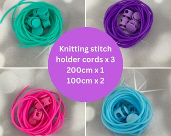 3 Knitting Stitch Holder Cords 200cm and 100cm Cables in an Organza Bag, Stitch Keepers Plus Size Inclusive, Accessories, Notions, Supplies