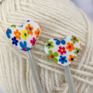 Knitting Needle Stitch Stoppers or End Caps, Flowerand  Heart Knitting Accessories, Gifts for knitters