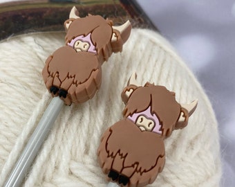 Knitting Needle Point Protectors Stoppers Highland Cow Knitting Accessories, Gifts for knitters