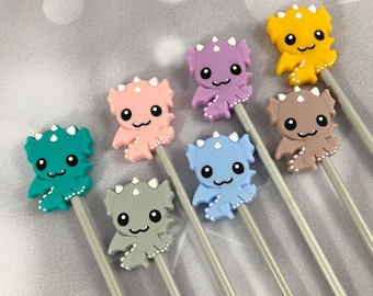 Knitting Needle Point Protectors Stoppers Turquoise Dragon Blue Fantasy Mythical Knitting Accessories, Gifts for knitters, Knitting Notions