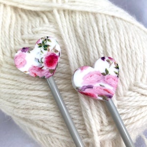 Rose Heart Shaped Knitting Needle Stitch Stoppers Needle End Caps, Flower Heart Knitting Accessories, Gifts for knitters