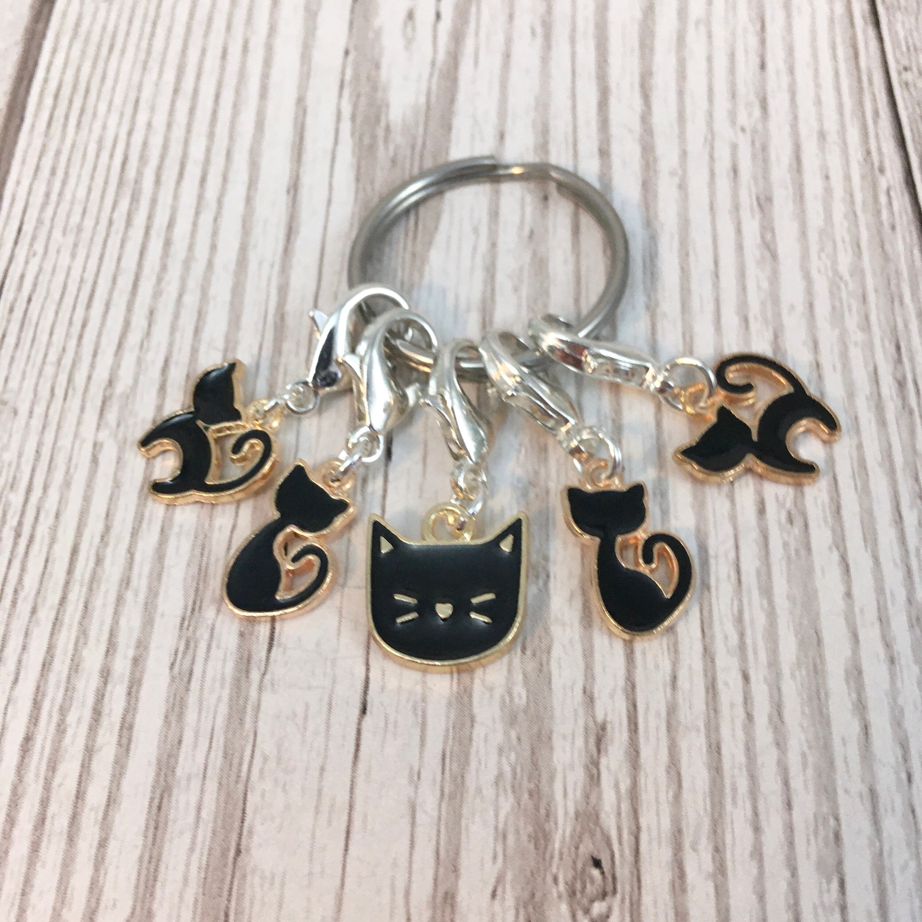 Knitting Stitch Markers Set Progress Keepers Crochet Cat Etsy