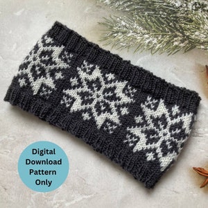Star Snowflake Earwarmer or Headband Knitting Pattern Only Nattstjerne Norwegian Rose Scandinavian Knitted Scarf Ishagen