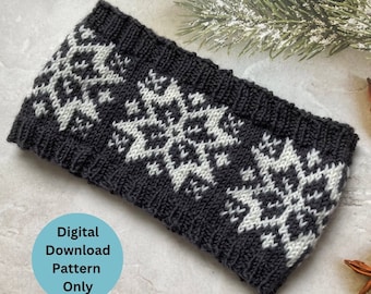 Star Snowflake Earwarmer or Headband Knitting Pattern Only Nattstjerne Norwegian Rose Scandinavian Knitted Scarf Ishagen